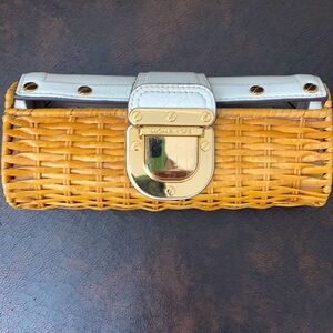 Michael Kors Santorini Leather & Wood Clutch Bag